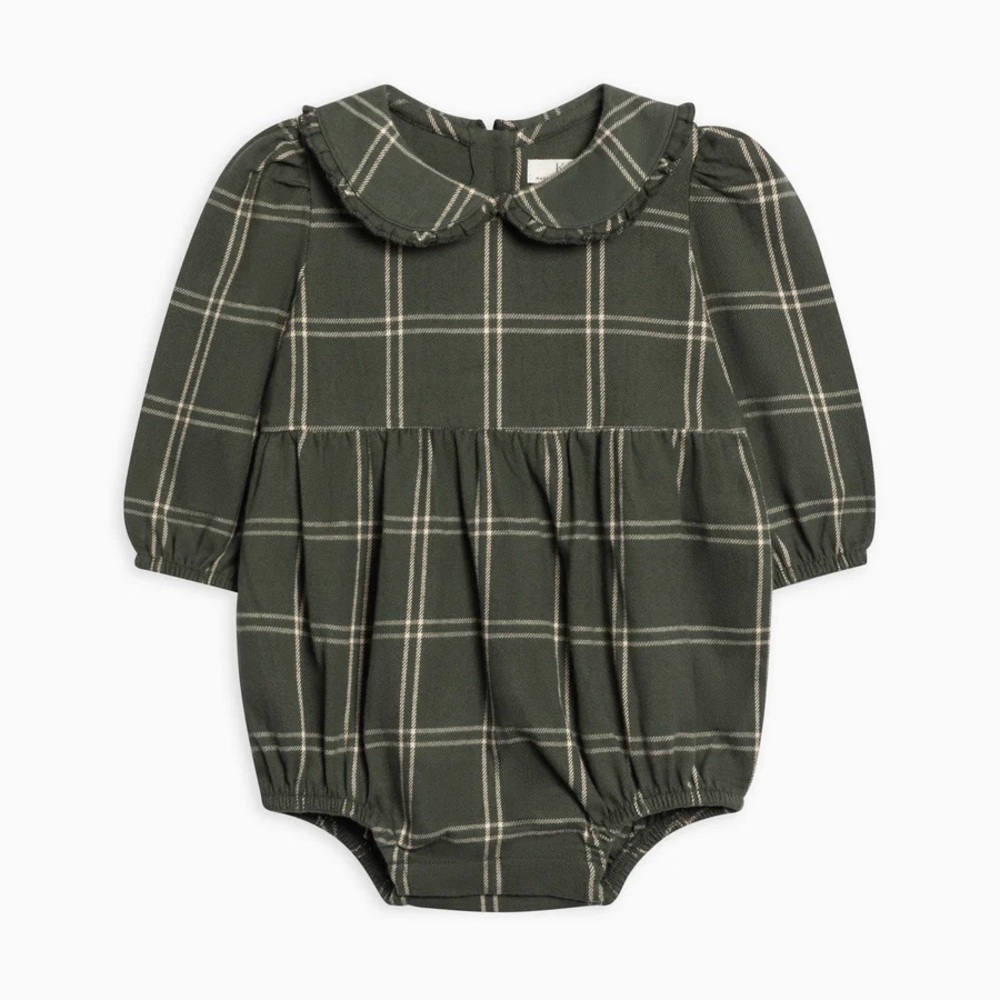 Aven Flannel Bubble Collared Romper - Kendi Organic